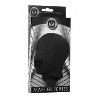 Master Series Dehnbare Maske in Schwarz mit offenem Mund