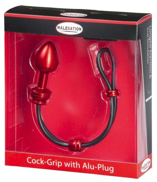 MALESATION Cock-Grip mit Alu-Plug klein, rot