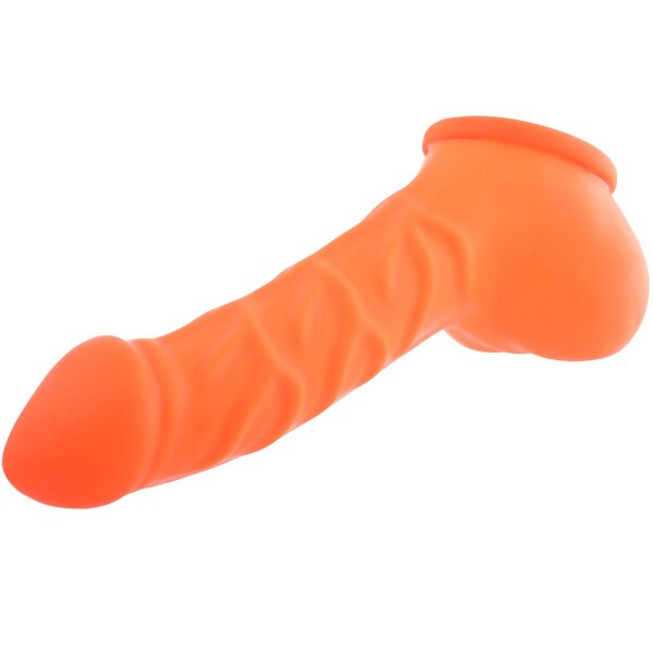 Toylie Latex Penishülle - Franz (Schaft 14 cm, Öffnung 5,5 cm) - neon orange