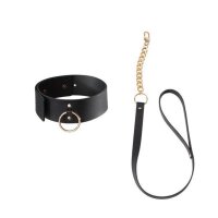 MAZE Kunstleren Halsband Met Riem