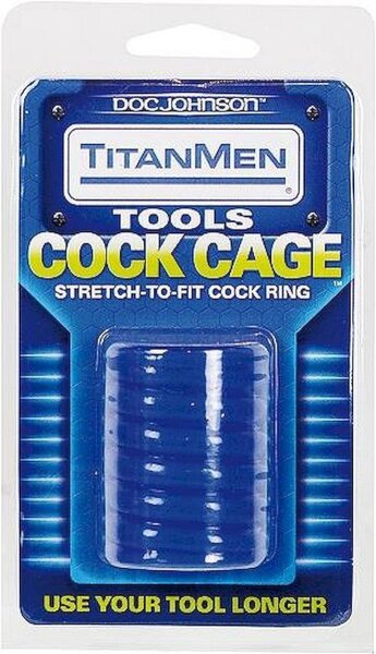 Doc Johnson TitanMen Cock Cage Stretch blau 25mm