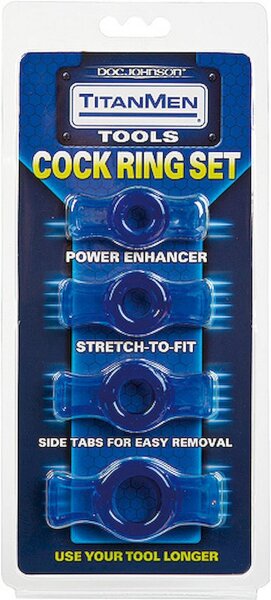 TitanMen Cock Ring Set 4pcs blue