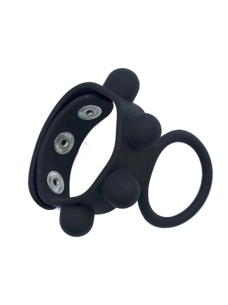 RudeRider Silicone Cock Ring & Ball Strap Black