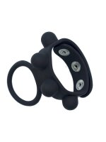 RudeRider Silicone Cock Ring & Ball Strap Black