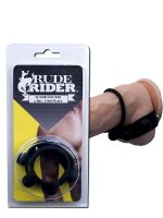 RudeRider Silicone Cock Ring & Ball Strap Black