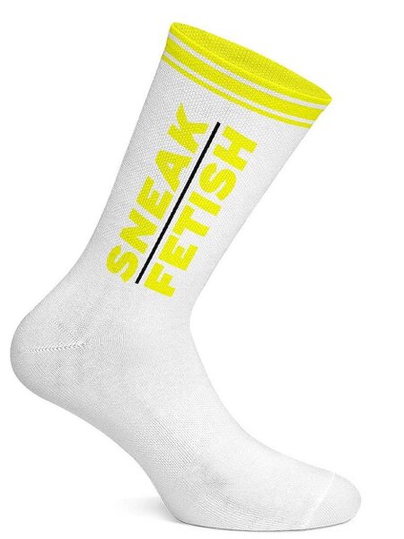 Sneak Freaxx Sneak Fetish Socks White Neon Yellow One Size