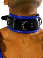RudeRider Collar 3 D-Ring with Padding Leather Black/Blue...