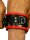 RudeRider Ankle Cuffs with Padding Leather Black/Red (Set of 2) One Size