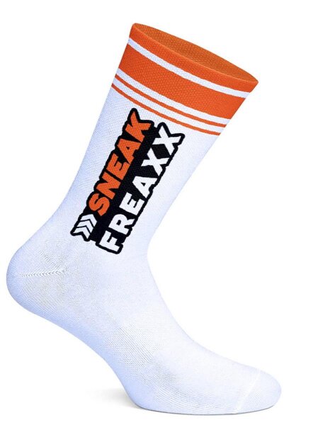 Sneak Freaxx Big Stripe Orange Neon Socks White One Size