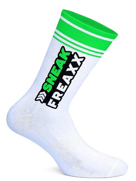 Sneak Freaxx Big Stripe Green Neon Socks White One Size