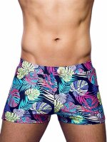 2Eros Print Bondi Bar Beach Swim Trunks Monstera Black...