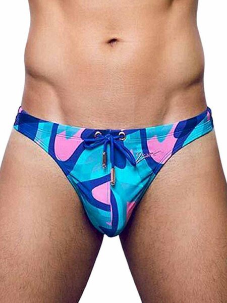 2Eros Print Swim Thong V80 Kai Blue