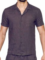 2Eros Breezy Linen Short Sleeve Classic Shirt Dark Gray