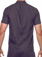 2Eros Breezy Linen Short Sleeve Classic Shirt Dark Gray