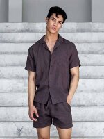 2Eros Breezy Linen Short Sleeve Classic Shirt Dark Gray