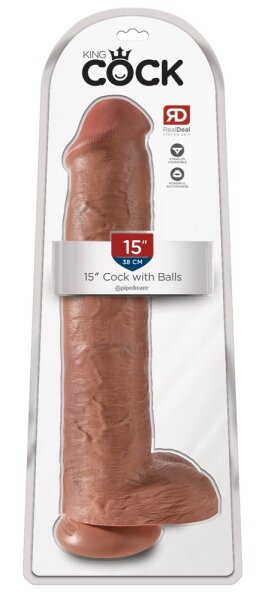 King Cock 15 Cock w Balls Tan