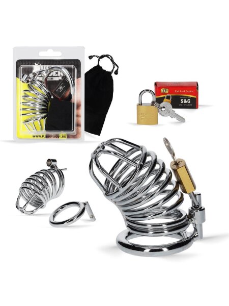 Rude Rider Steel Cock Chastity Cage w. Lock Silver