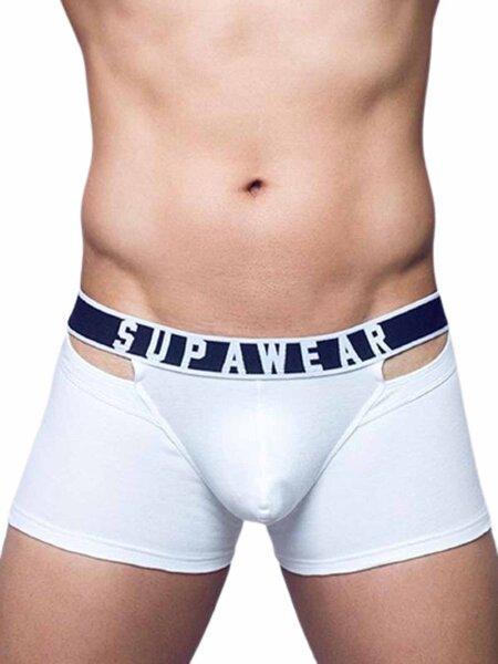 Supawear Ribbed Slashed Trunk Underwear White