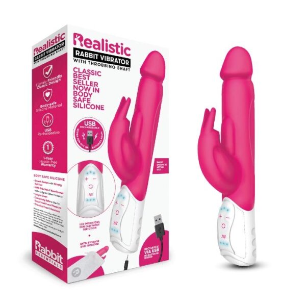 RABBIT ESSENTIALS Realistic with throbbing shaft pink