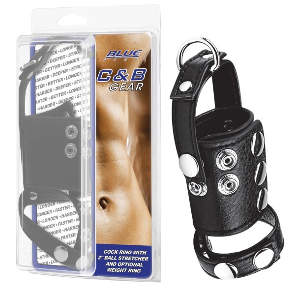 BLUE LINE C&B GEAR Cock Ring With 2 Ball Stretcher And Weightring