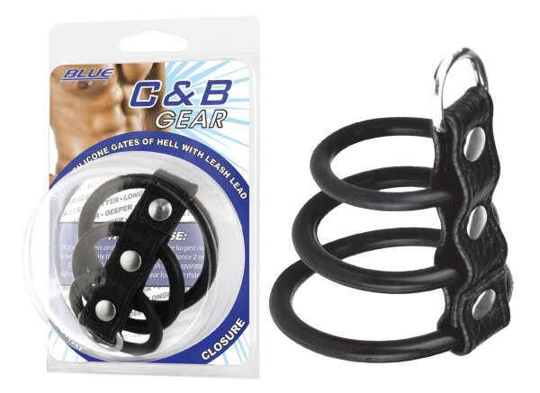 BLUE LINE C&B GEAR 3 Ring Silicone Gates Of Hell With Leash Lead