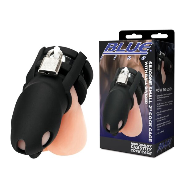 BLUE LINE C&B GEAR Silicone Cock Cage small w. ball devider wht