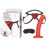 LUX FETISH Red Heart Strap on Harness & 5" Dildo...