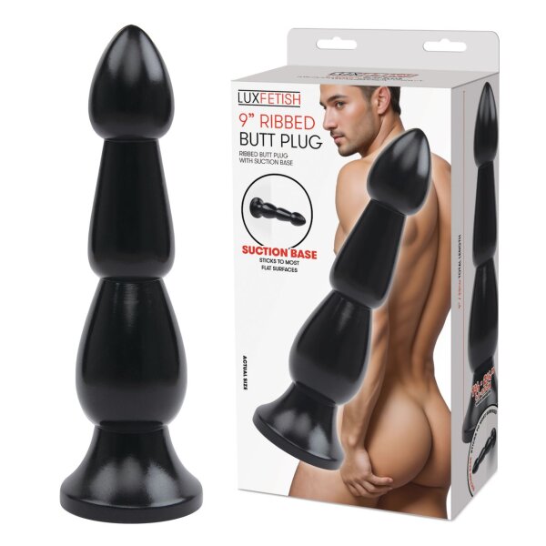 LUX FETISH Ribbed Butt Plug 9"