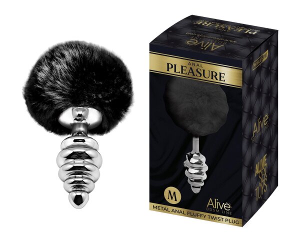 ALIVE Metal Anal Fluffly Twist Plug M Black