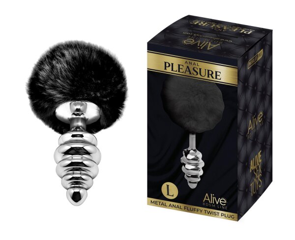 ALIVE Metal Anal Fluffly Twist Plug L Black