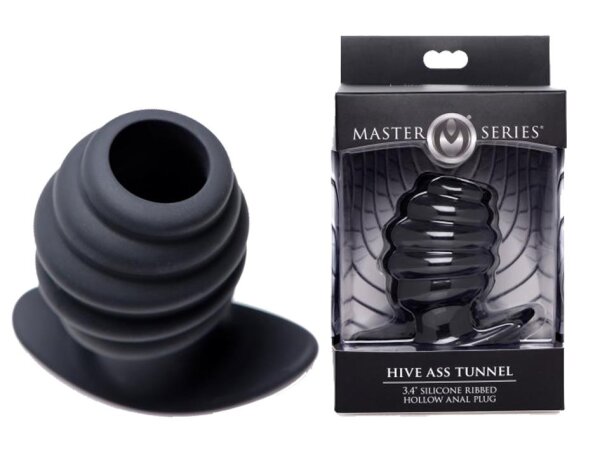 MASTER SERIES Ass Tunnel Ribbed Hollow Anal Plug medium