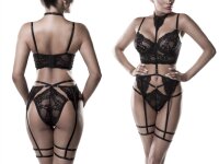 GREY VELVET 2-teiliges Erotik Set L