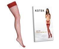 KOTEK Halterlose Strümpfe Fishnet H018 rot S/M