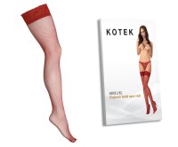 KOTEK Halterlose Strümpfe Fishnet H018 rot L/XL