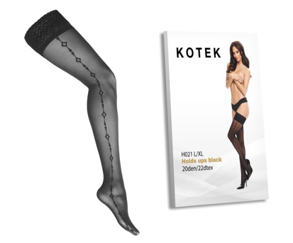 KOTEK Halterlose Strümpfe H021 schwarz L/XL