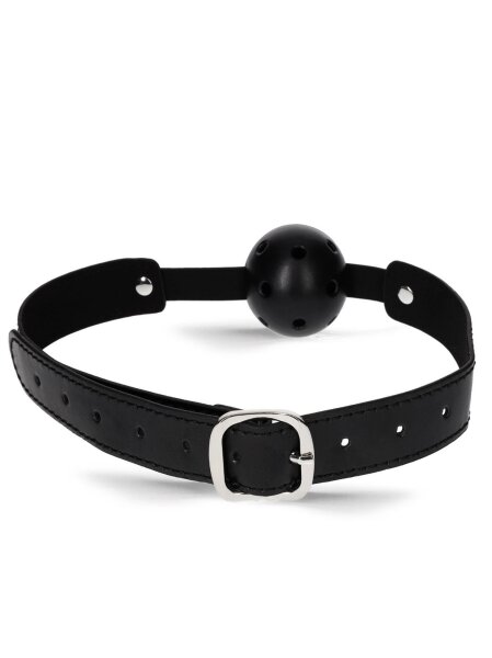 Rude Rider Breathable Ball Gag with Belt Black