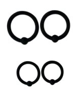 Rude Rider Penis Head Glans Ring with Ball 4-Set Silicone Black