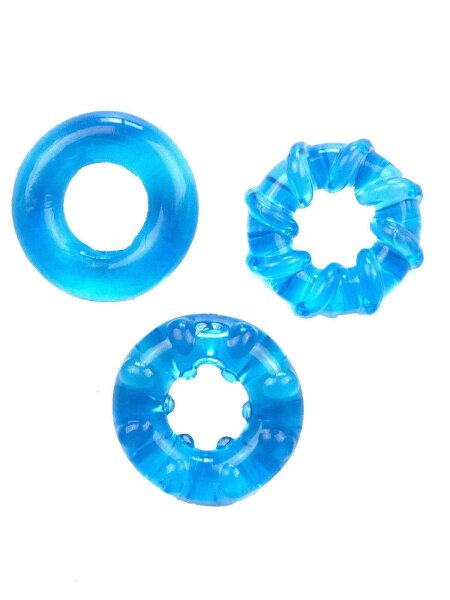 Rude Rider Soft Cock Rings Ice Blue (3-Ring-Set)