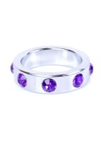 Metal Cock Ring with Purple Diamonds Large