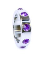 Metal Cock Ring with Purple Diamonds Large