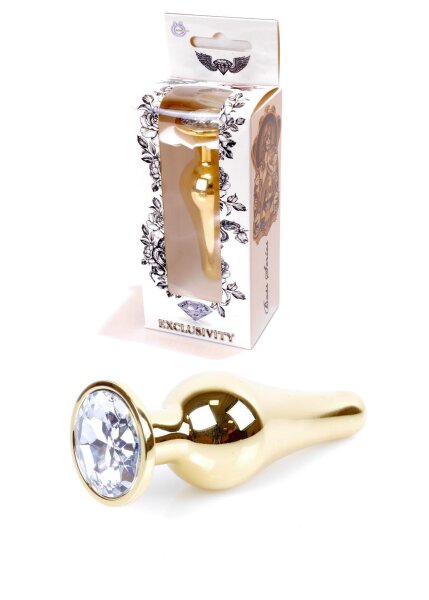 Plug-Jewelery Gold BUTT PLUG- Clear