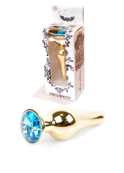 Plug-Jewelery Gold BUTT PLUG- Light Blue