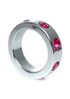 Metal Cock Ring with Pink Diamonds Medium