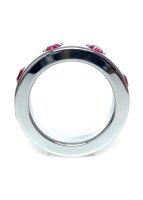 Metal Cock Ring with Pink Diamonds Medium