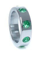 Metal Cock Ring with Green Diamonds Large