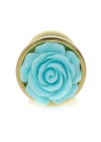 Gold Plug - Jewelery With Rose - Light Blue