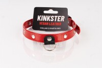 Kinkster - Vegan Leather - Handmade - Collar 2 spikes red