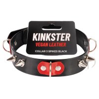 Kinkster - Vegan Leather - Handmade - Collar 3 spikes black