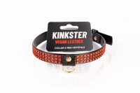 Kinkster - Vegan Leather - Handmade - Collar 2 red crystals