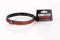 Kinkster - Vegan Leather - Handmade - Collar 2 red crystals